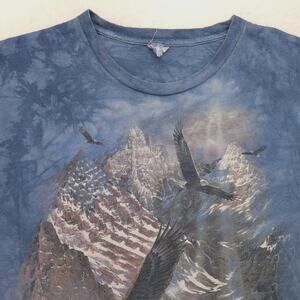 The Mountain Eagle Graphic Short Sleeve Crew Neck Casual Shirt Men Size 3XL Blue